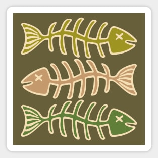 FISH BONES Eaten Food and Fishing in Olive Brown and Green - UnBlink Studio by Jackie Tahara Magnet